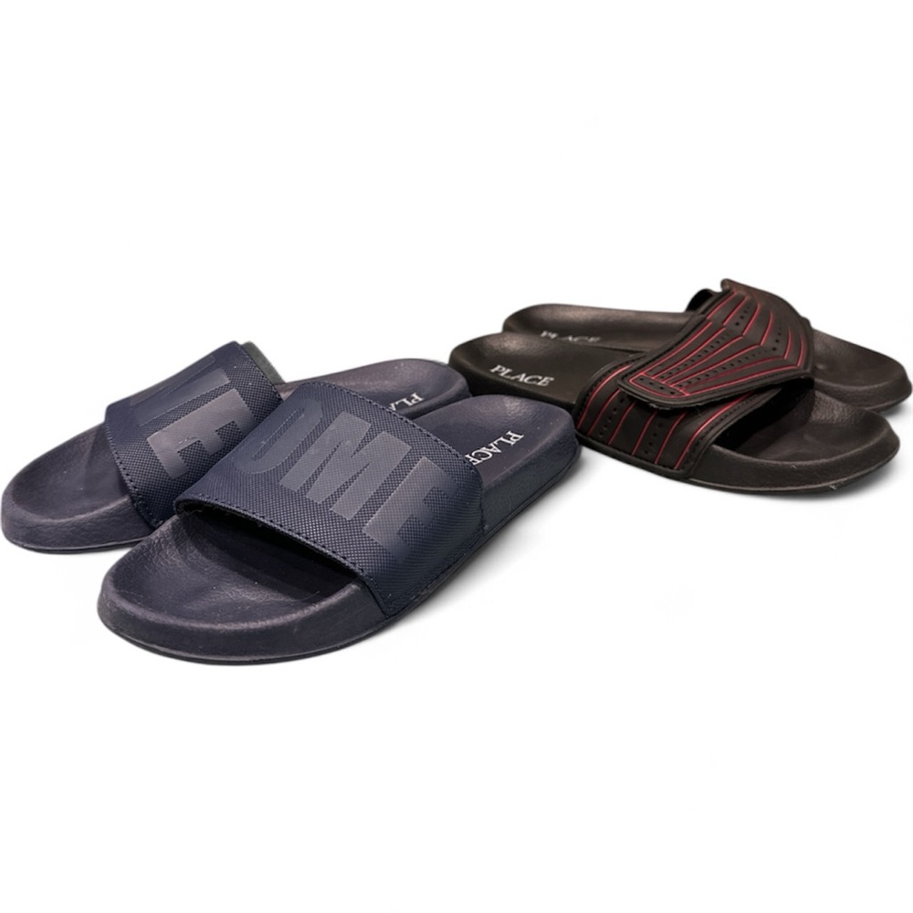 Boy’s Slide Sandals - Navy and Black (2 pairs) Sz 13 & 1